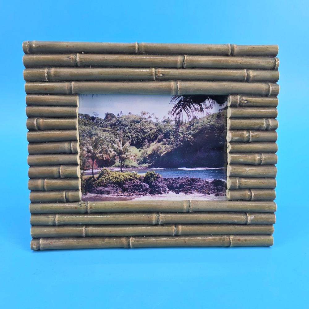 Hilo Hattie Sheridan Faux Bamboo Picture Frame Tropical Tiki Coastal Decor Green